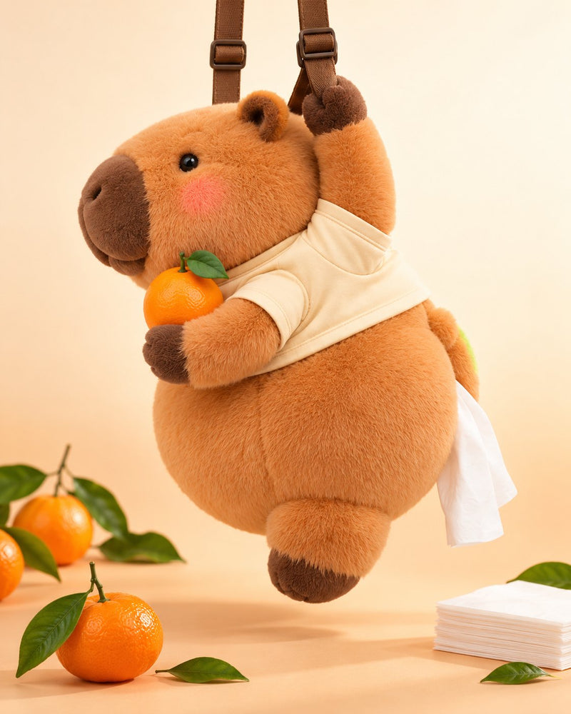 Side view of the capybara on its straps